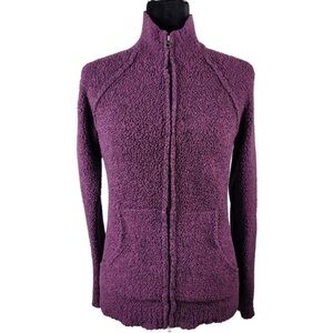 Natural Reflections woman’s burgundy fuzzy full zip cardigan sweater size S